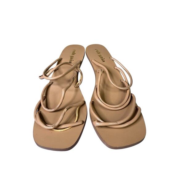 Cult Gaia Cassie Bubble Sandals Tan Leather Strappy Heels Size 5 US / 35 EU - Picture 6 of 13